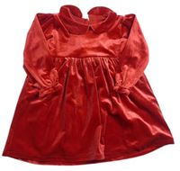 Červené sametové šaty s límečkem M&S