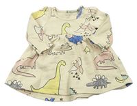 Béžové teplákové šaty s dinosaury M&S