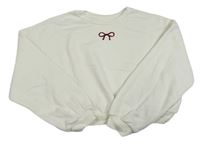 Bílá crop mikina s mašlí H&M