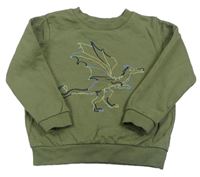 Khaki mikina s drakem 
