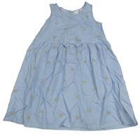 Modro-bílé pruhované květované šaty H&M