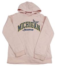 Světlerůžová mikina s nápisem a kapucí Primark