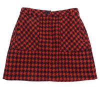 Nové - Červeno-černá vzorovaná vlněná sukně zn. Dunnes Stores