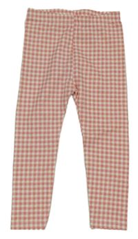 Růžovo-bílé kostkované legíny 