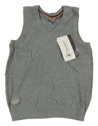 Nové - Šedá pletená vzorovaná vesta 