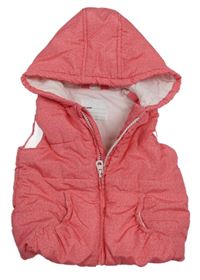 Růžová melírovaná zateplená vesta s kapucí C&A