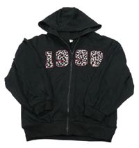 Černá propínací mikina s číslem a kapucí Tu