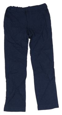 Modré společenské lněné chino kalhoty H&M