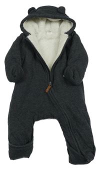 Tmavošedá tepláková zateplená kombinéza s kapucí H&M