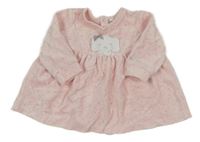 Světlerůžové puntíkaté sametové šaty se slonem 