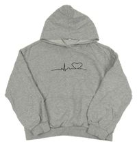 Světlešedá mikina se srdcem a kapucí Shein