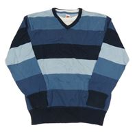 Modro-tmavomodrý pruhovaný svetr C&A