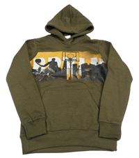 Khaki mikina s potiskem a kapucí Chapter young