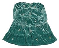 Zelené sametové květované šaty M&S