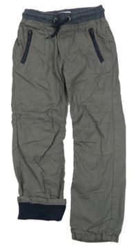 Šedé plátěné podšité kalhoty s úpletovým pasem Topolino