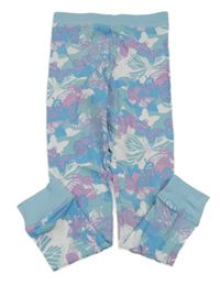 Světlemodro-bílo-lila lehké tepláky s motýlky Miso 