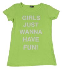 Světlezelené tričko s nápisy Crash one 