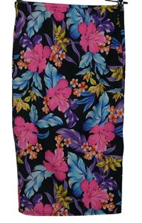 Dámská černo-barevná květovaná pouzdrová sukně Boohoo 