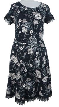 Dámské černé květované šaty s krajkou Dorothy Perkins 