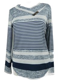 Dámské bílo-tmavomodré pruhované triko 