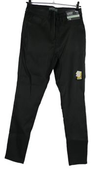 Nové - Dámské černé potažené skinny kalhoty Primark 