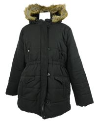 Dámská černá šusťáková zimní parka s kapucí Boohoo 