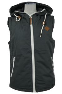 Pánská šedá šusťáková zateplená vesta  s kapucí Solid