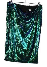 Dámská zeleno-modrá flitrová sukně 