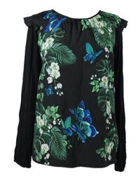 Dámská černá květovaná halenka s motýlky Oasis 