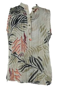 Dámská bílo-barevná vzorovaná šifonová halenka Garcia 