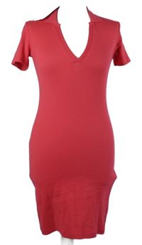 Nové - Dámské růžové žebrované šaty s límečkem Zara 