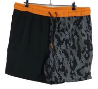 Pánské černo-šedo-oranžové vzorované plážové kraťasy Livergy 