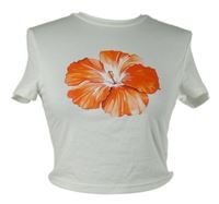 Dámské bílé crop tričko s květinou Shein 