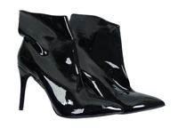 Dámské černé lakované polokozačky na podpatku vel. 40