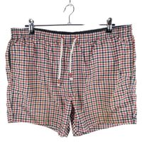 Pánské tmavomodro-červeno-bílé kostičkované plážové kraťasy H&M