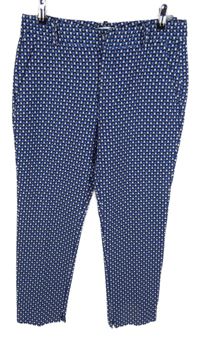 Dámské modro-tmavomodré vzorované crop kalhoty Zara 
