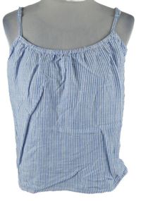 Dámský světlemodro-bílý proužkovaný lněný top H&M