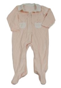 Světlerůžový sametový overal s kapsami a medvědy Dunnes