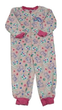 Světlerůžový chlupatý overal s Peppa pig a dinosaury Mothercare