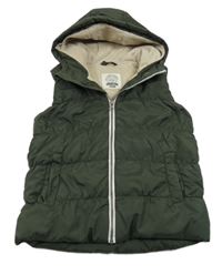 Khaki šusťáková zatepená vesta s kapucí Alive