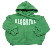 Zelená oversize mikina s nápisem a kapucí Zara