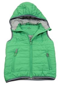 Zelená šusťáková zatepelná vesta s kapucí Topolino