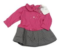 Nové - Malinovo-šedé šaty s kočkou Absorba