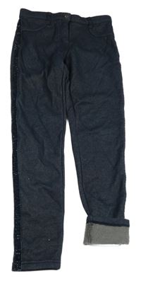 Tmavomodré melírované zateplené tregíny s proužkem Yigga