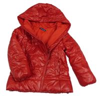 Červená šusťáková zimní bunda s kapucí 