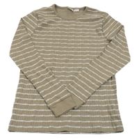 Hnědo-bílé pruhované triko Zara