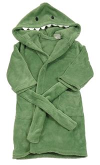 Zelený chlupatý župan s kapucí- dinosaur H&M