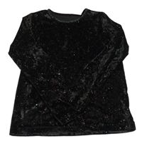 Nové - černé sametové triko se třpytkami Nutmeg