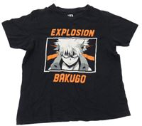 Černé tričko s potiskem Uniqlo 