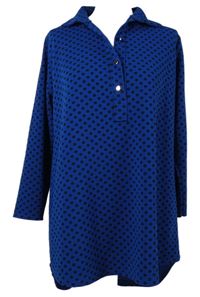 Dámská kobaltově modrá halenková tunika s puntíky 